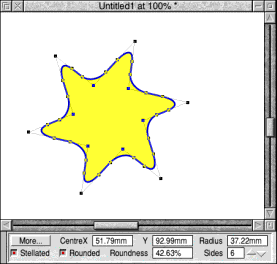 Rounded star being edited